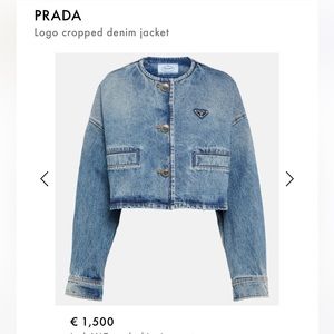 Prada cropped jean jacket, brand new with tags, 1 size fits all,